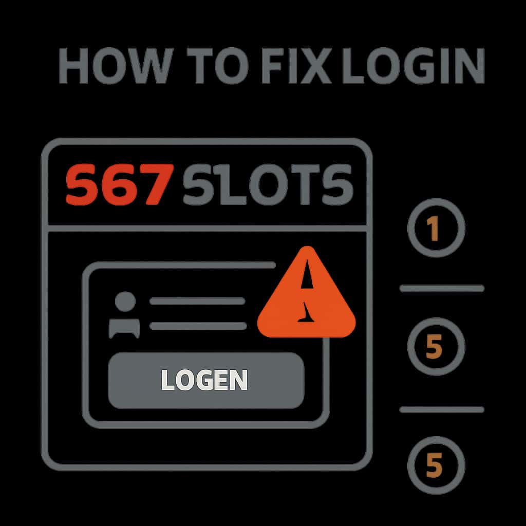 Illustration detailing the process to troubleshoot 567Slots login issues