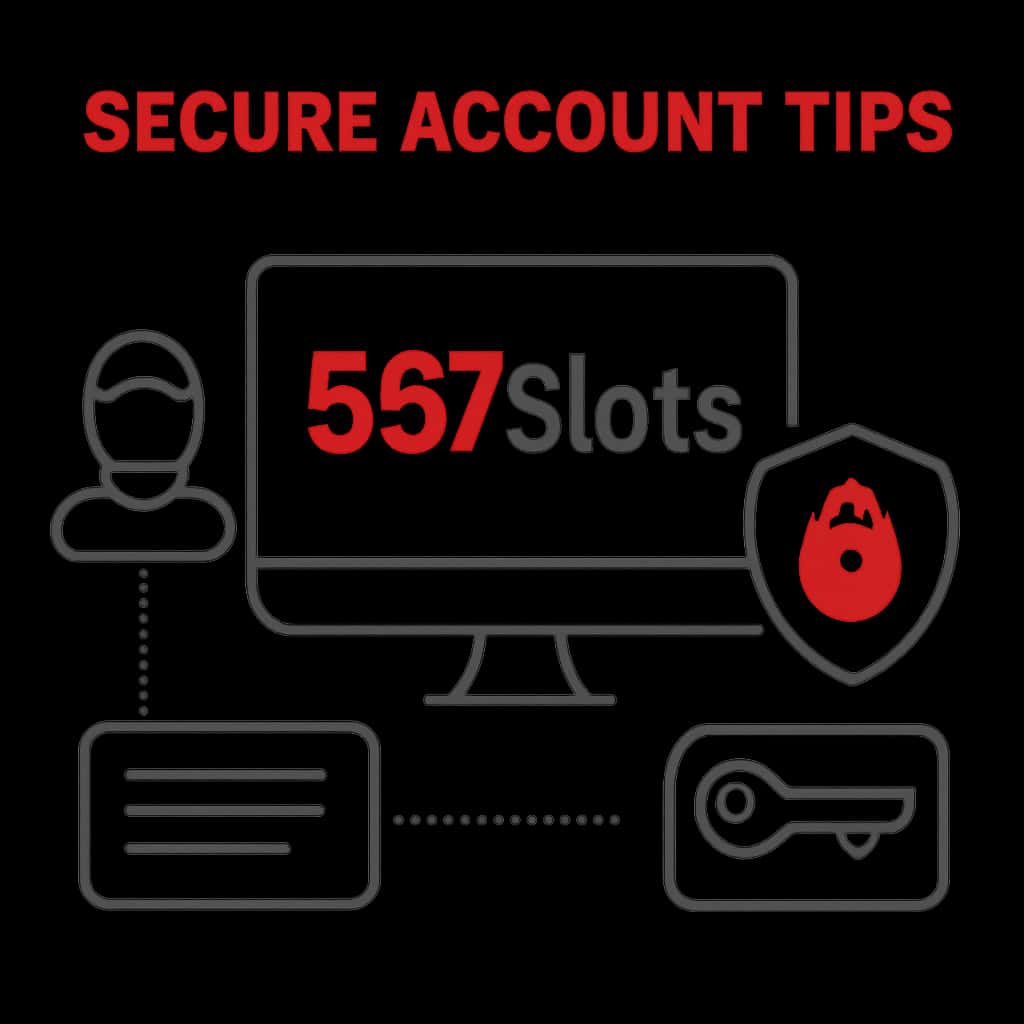 An educational illustration on ensuring account security for 567Slots.